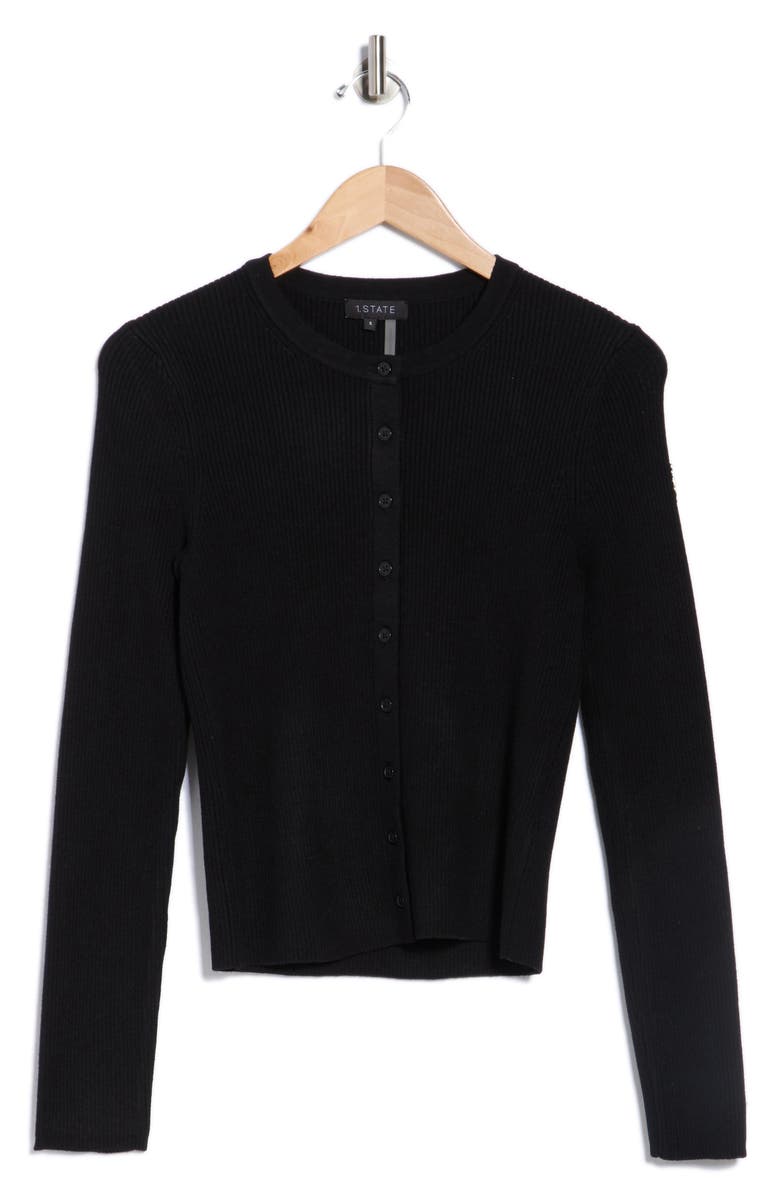 1.STATE Ribbed Crop Cardigan, Alternate, color, Rich Black