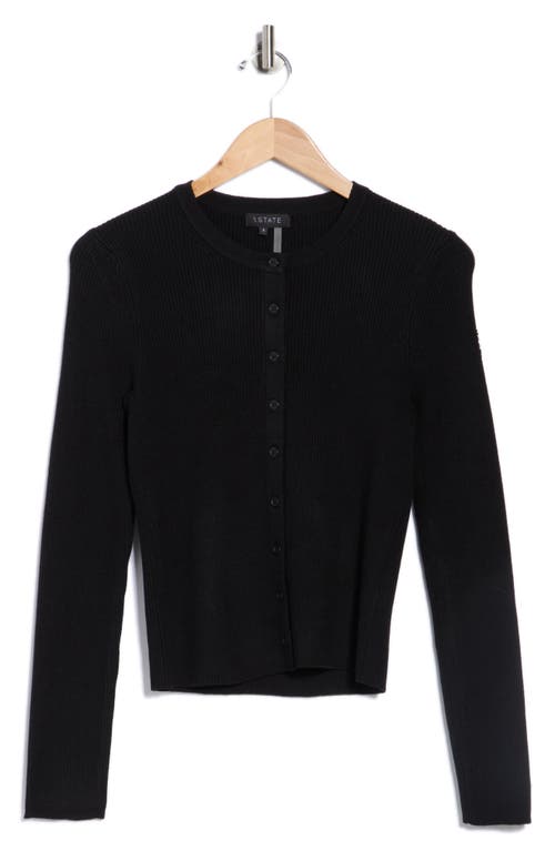 1.state Ribbed Crop Cardigan In Black