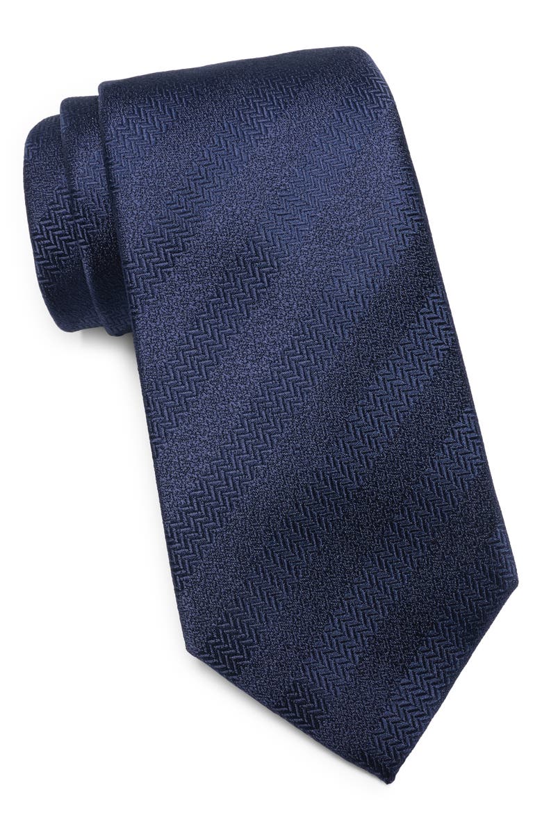 Tommy Hilfiger Herringbone Solid Stripe Tie, Main, color, Navy