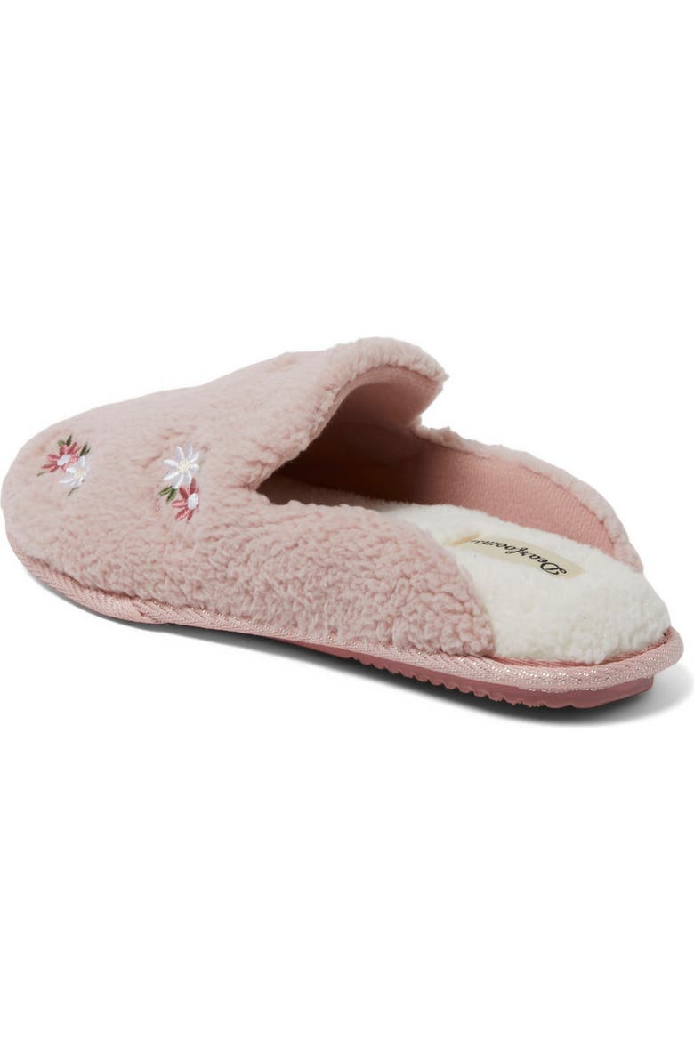 DEARFOAMS Teddy Tab Scuff Slipper, Alternate, color, Pink Daisy