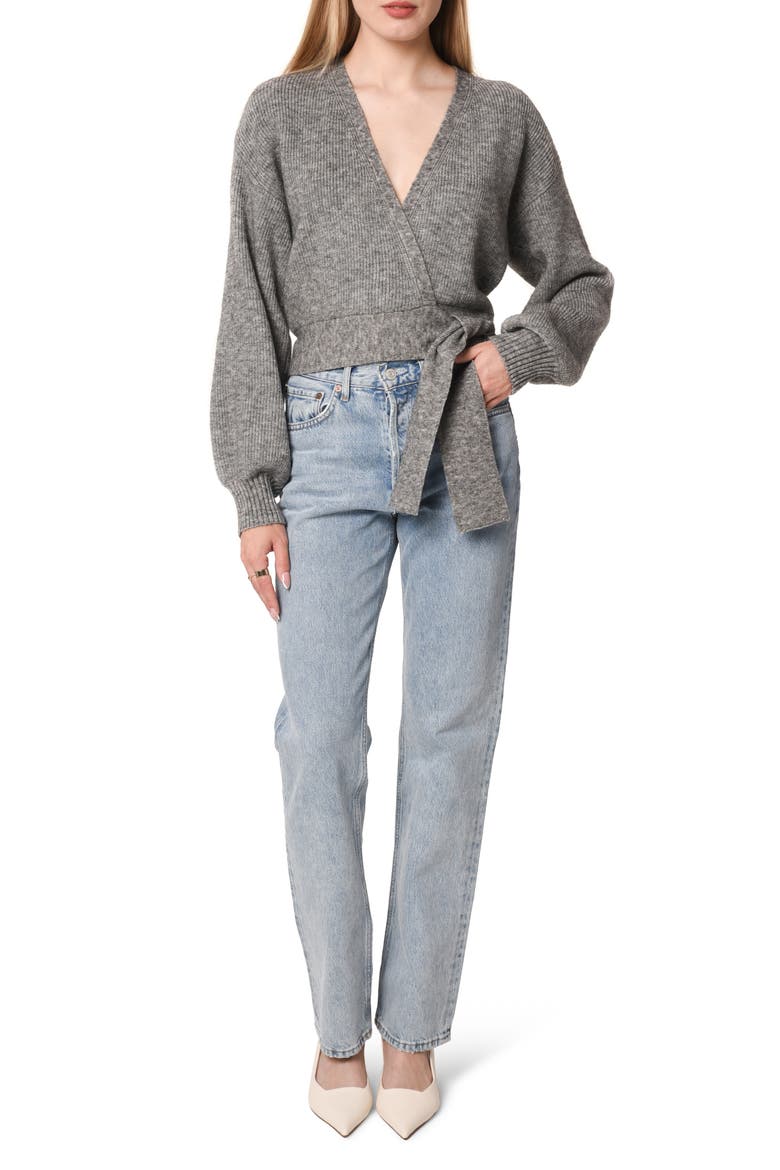 Sterling Wrap Sweater, Alternate, color, CHARCOAL