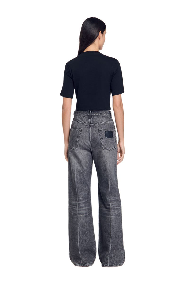 SANDRO Rhinestone cropped T-shirt, Alternate, color, 