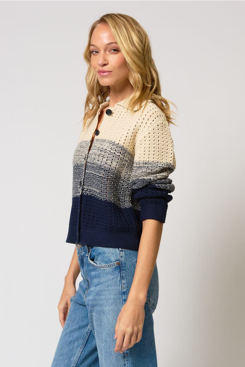 Jacy Gradient Crochet Cardigan, Alternate, color, Flax/Navy