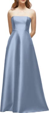 Alfred Sung Strapless Satin Gown