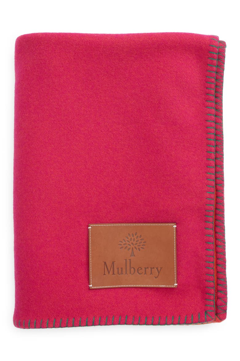 Colorblock Wool Throw Blanket, Main, color, MULBERRY PINK/ CORAL