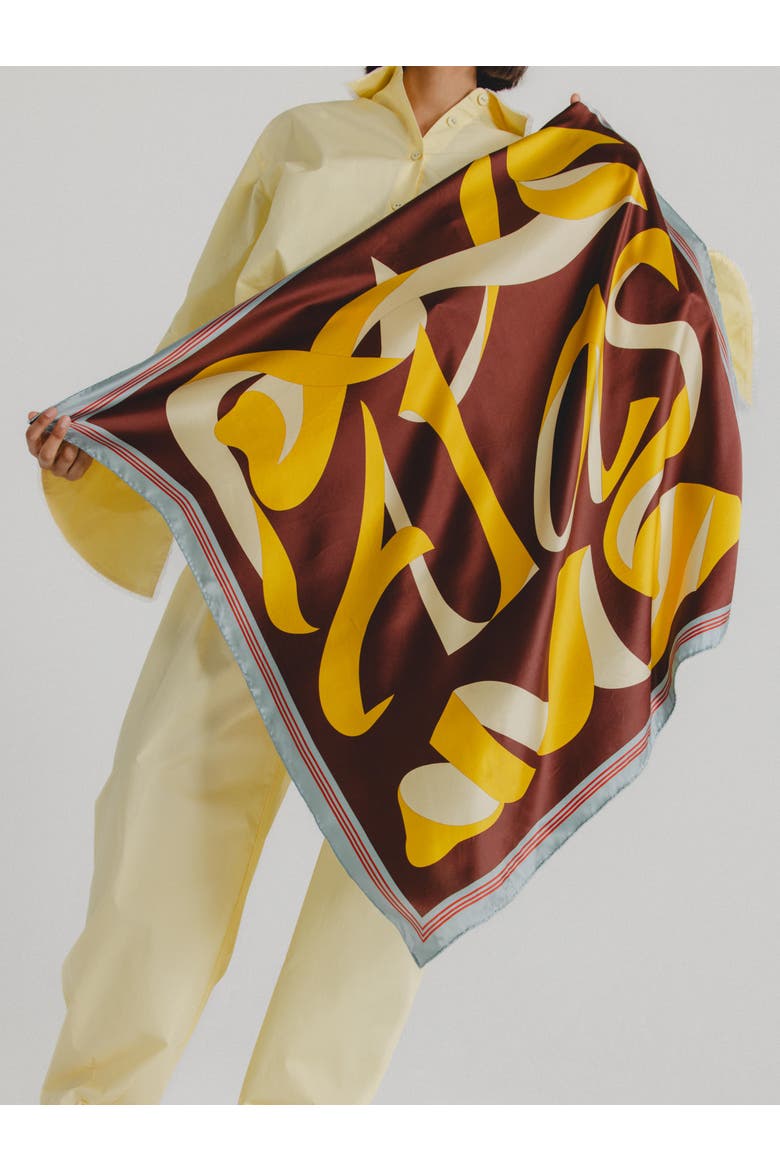 Large Designer Printed Silk Scarf, Alternate, color, Print 'Apeel' large