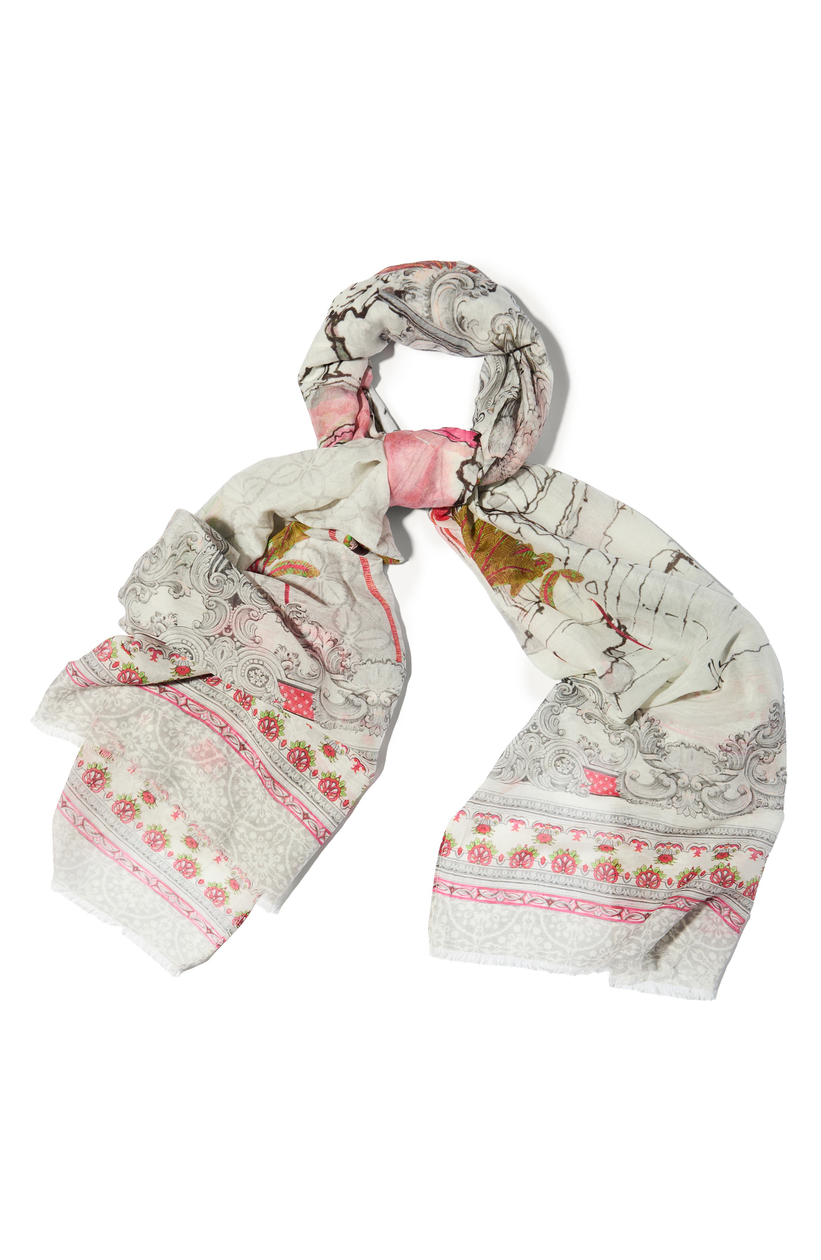SAACHI Birds & Filigree Print Scarf