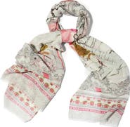 SAACHI Birds & Filigree Print Scarf