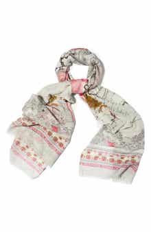 SAACHI Birds & Filigree Print Scarf