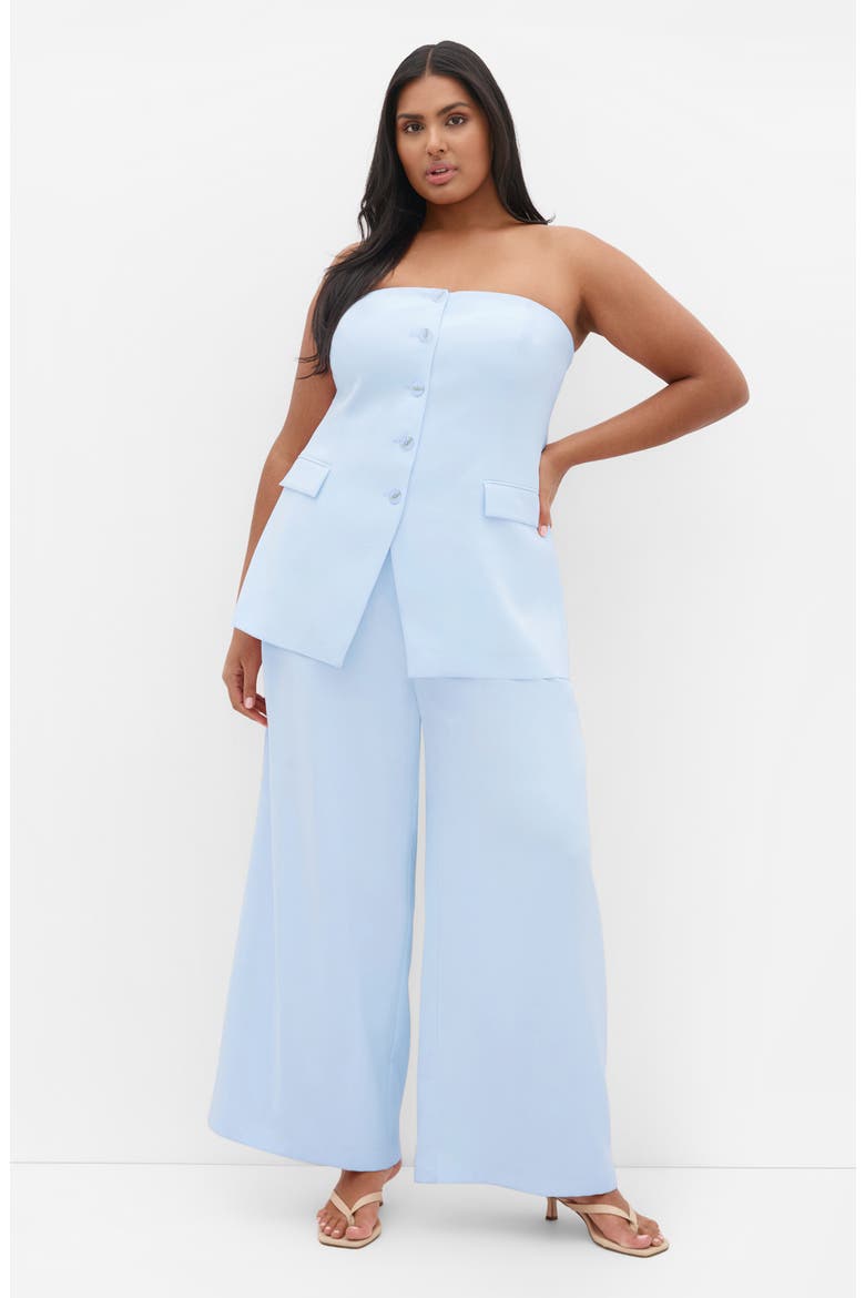 Cutaway Hem Strapless Top, Alternate, color, SKY BLUE