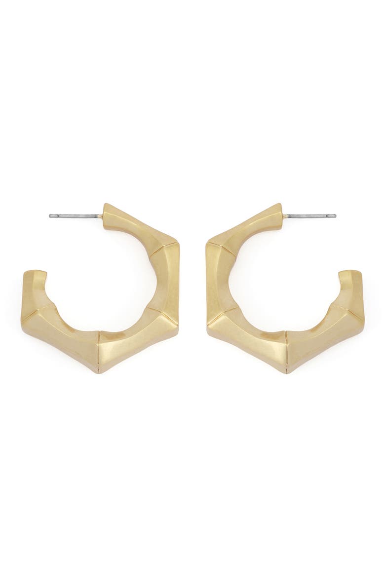 Bamboo Texture Hoop Earrings, Alternate, color, VINTAGE GOLD