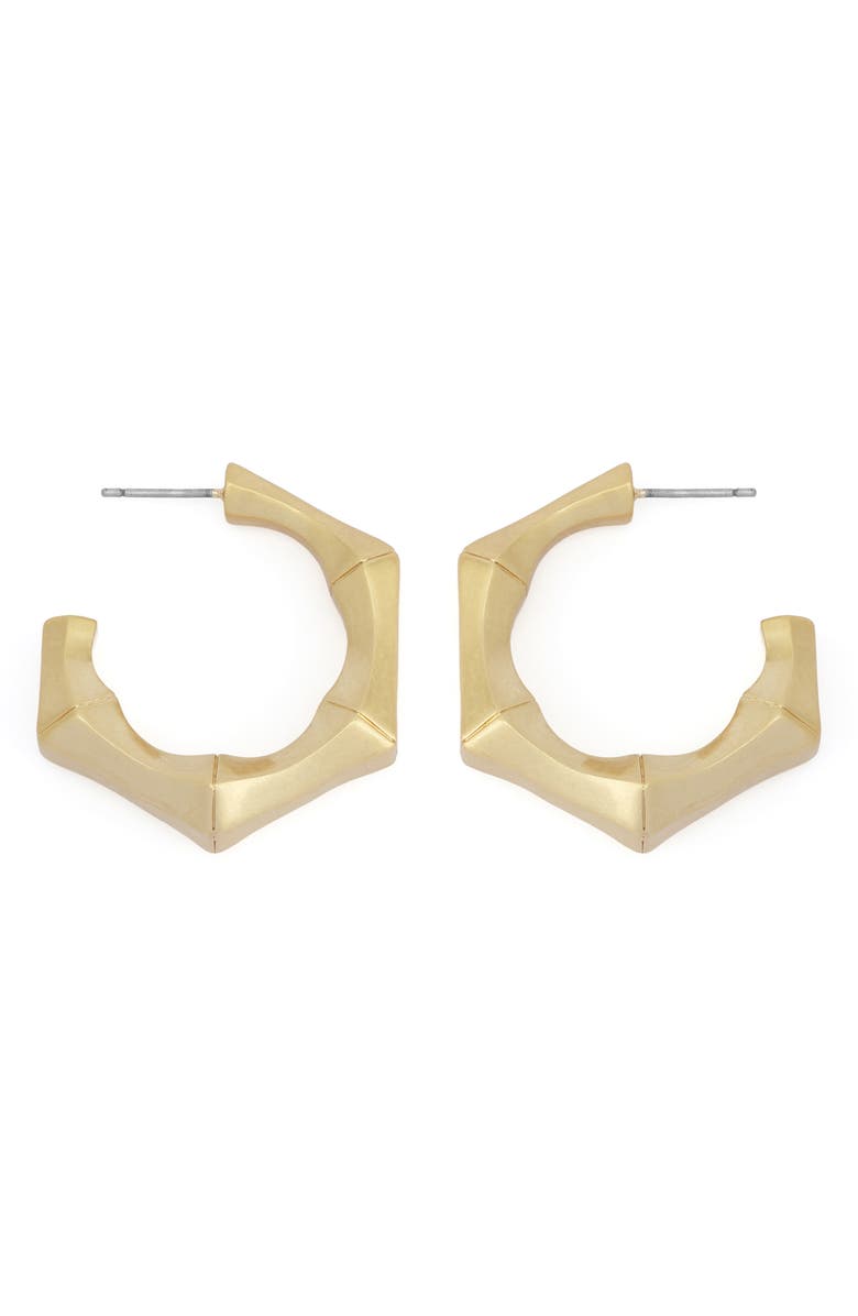 AllSaints Bamboo Texture Hoop Earrings, Alternate, color, Vintage Gold