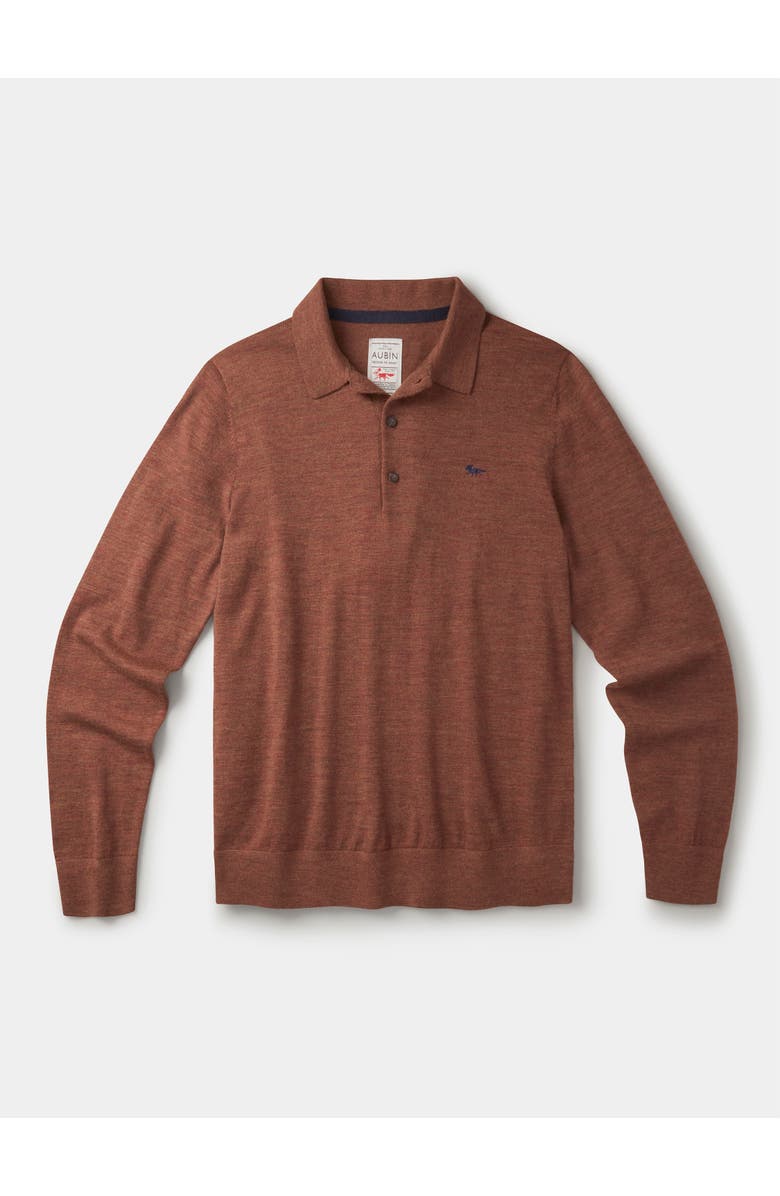 Aubin Chapel Merino Long Sleeve Polo, Alternate, color, Rust