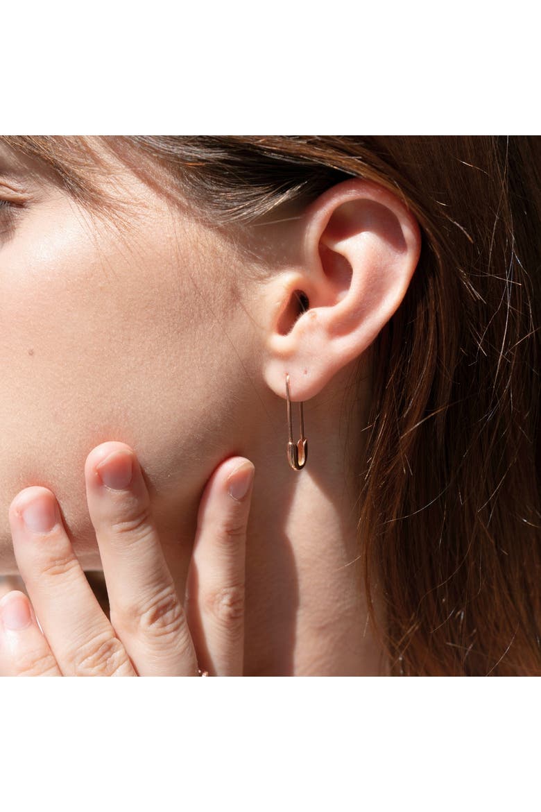 Sterling Silver Safety Pin Earring, Alternate, color, Rose gold