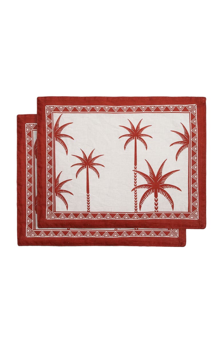 La DoubleJ Placemat Set Of 2, Main, color, Date Palms Placemat Mattone