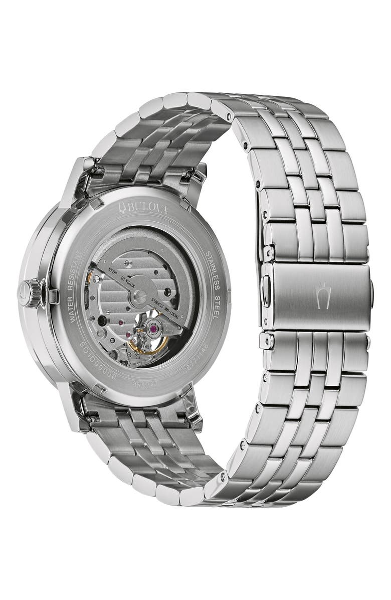 BULOVA Automatic Stainless Steel Bracelet Watch, 42mm, Alternate, color, Silver
