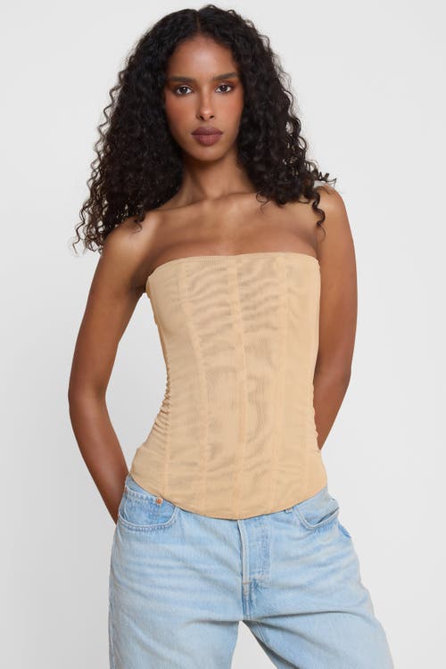 Leau Muse Mesh Corset Top In Brown