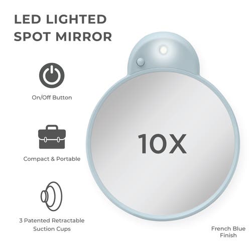 Zadro Lighted Compact Mirror With 10x Magnification & Retractable Suction Cups In Blue