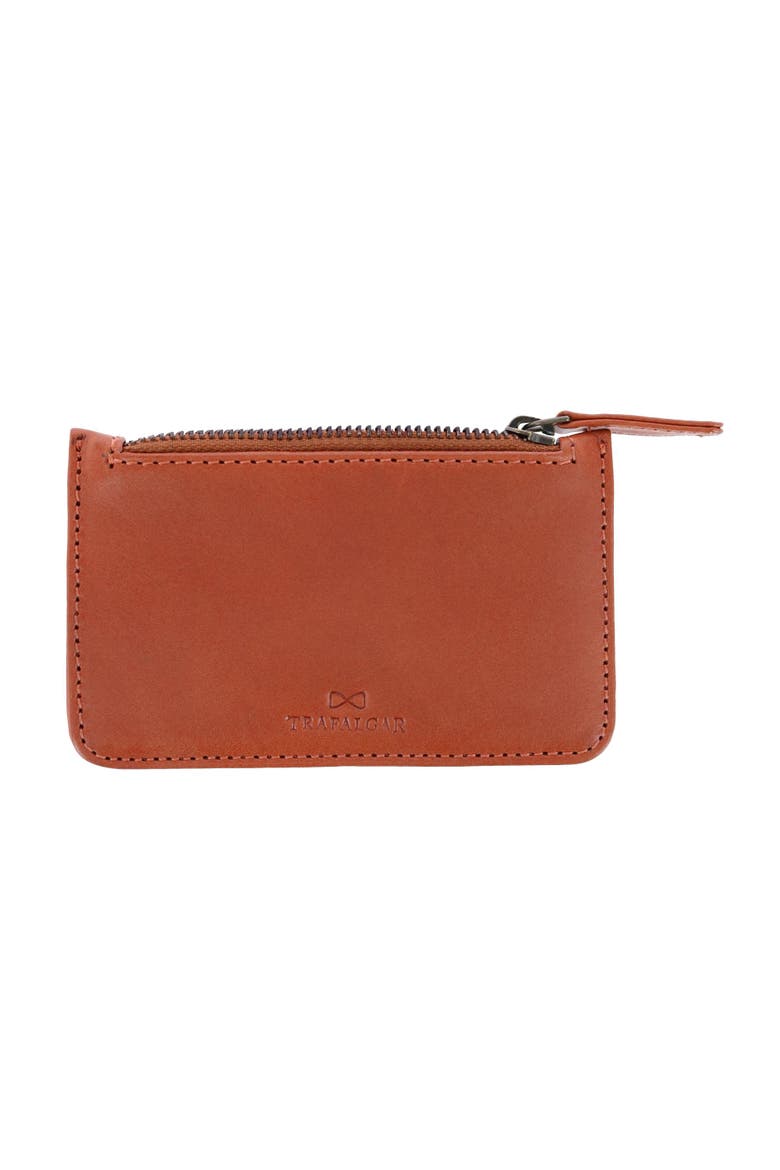 Sergio Front Pocket Leather Zipper Pouch, Alternate, color, Tan