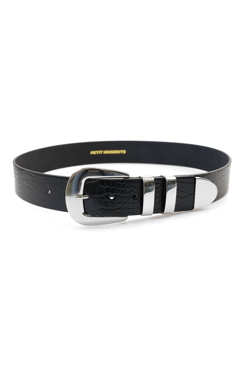 Cher Belt, Main, color, BLACK CROC/ SILVER