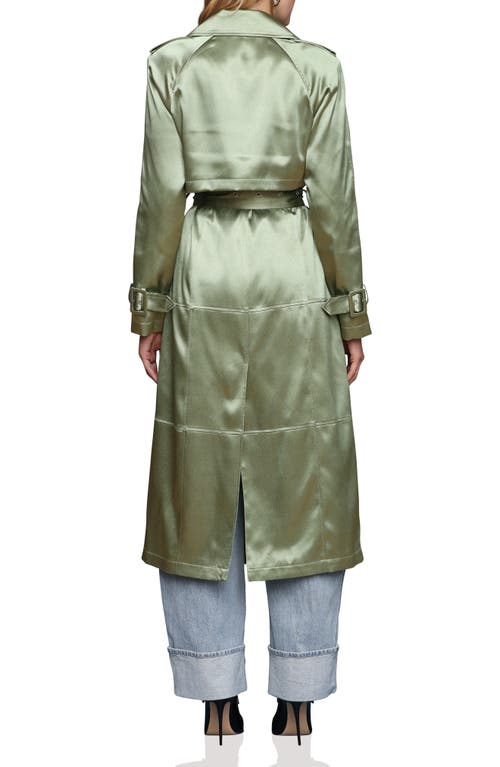 Avec Les Filles Double Breasted Satin Coat In Green