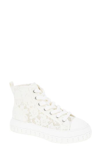 Bcbgeneration Women's Renda Platform High-top Sneakers In White-white Lace