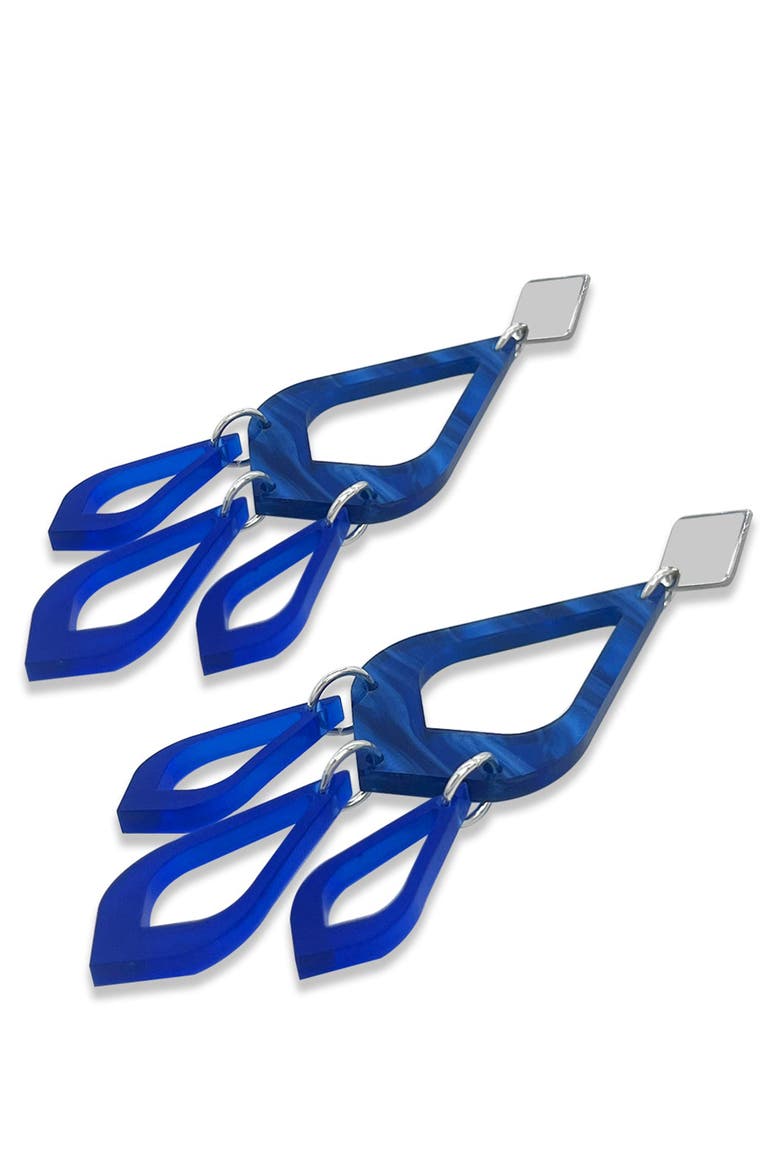 Feather Drop Earrings - Midnight Blue Swirl & Sapphire, Alternate, color, Midnight Blue Swirl & Sapphire