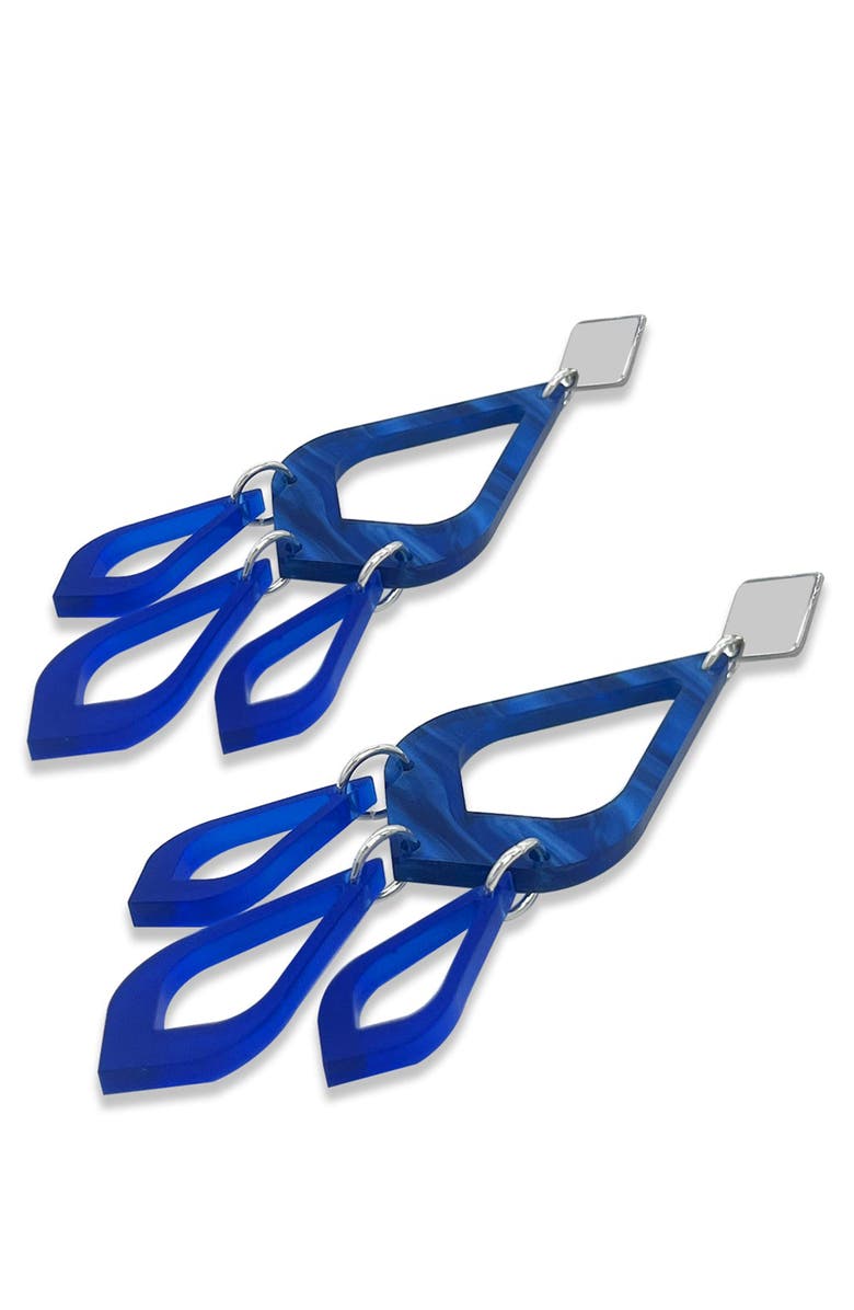 Toolally Feather Drop Earrings - Midnight Blue Swirl & Sapphire, Alternate, color, Midnight Blue Swirl & Sapphire