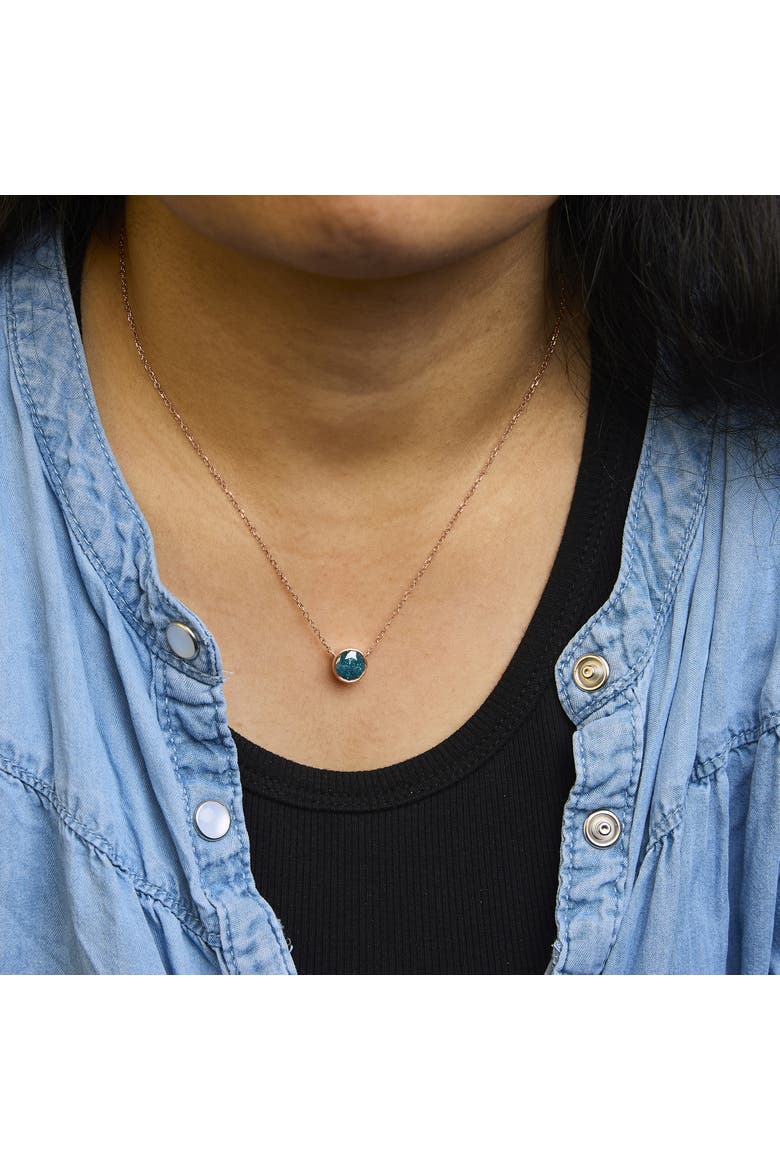 14K Rose Gold 2.0 Cttw Bezel Set Blue Diamond Solitaire Pendant Necklace, Alternate, color, Pink