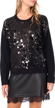 Vince Camuto Paillette Crewneck Sweater
