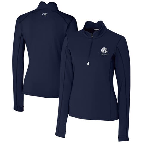 Women's Cutter & Buck Navy George Washington University Vault DryTec Traverse Stretch Quarter-Zip Top