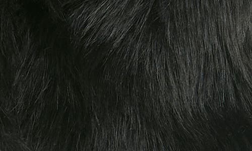 Nina Leonard Cropped Collared Faux Fur Vest In Black