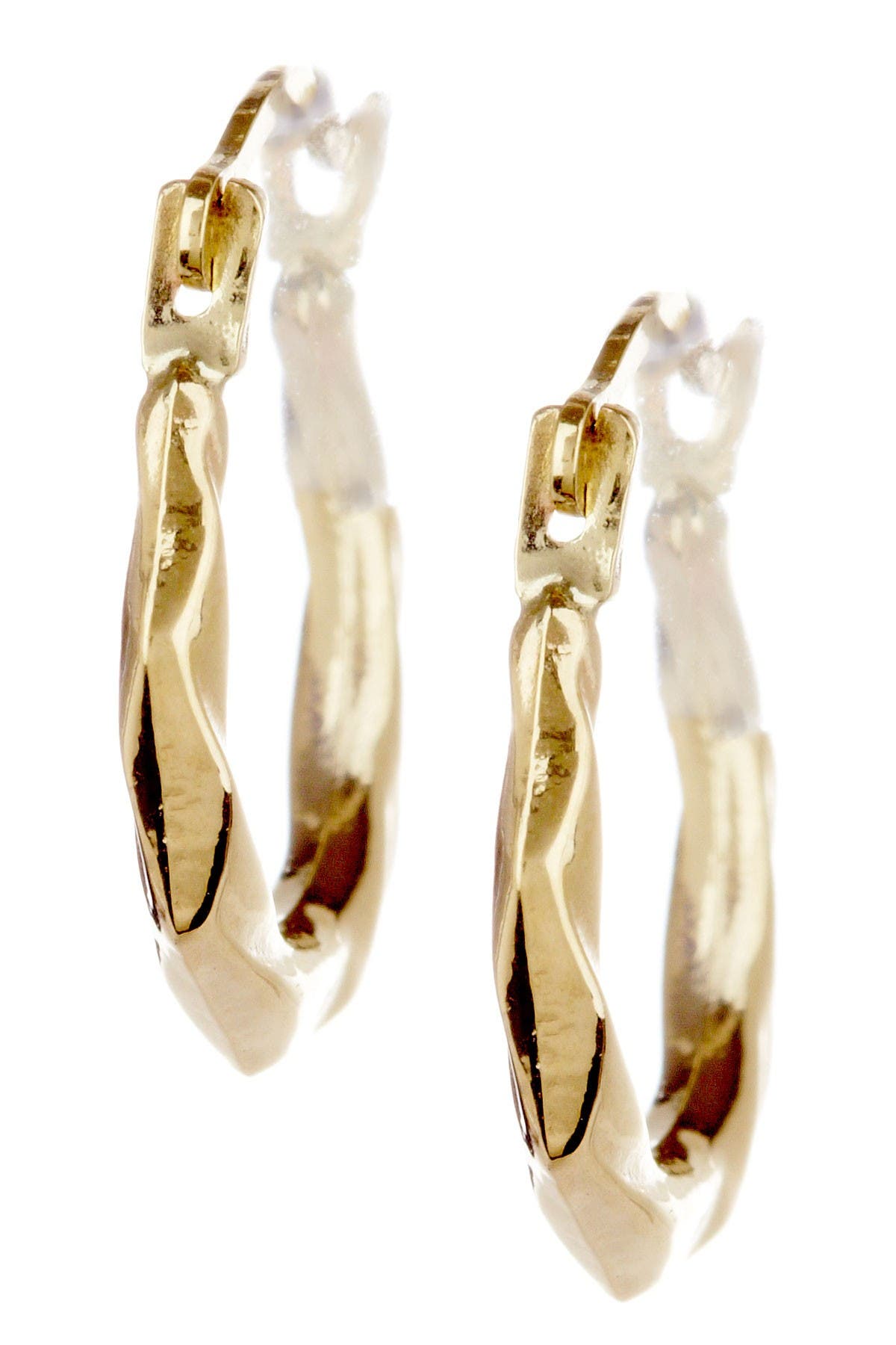 CANDELA JEWELRY 14K Yellow Gold Puffed Swirl Hoop Earrings
