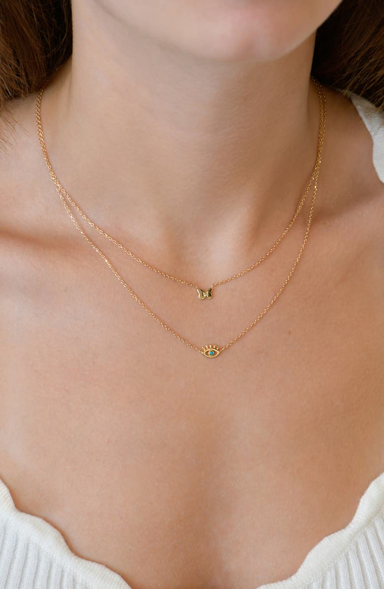 Anzie x Mel Soldera Turquoise Evil Eye Pendant Necklace, Alternate, color, Turquoise/ Aqua