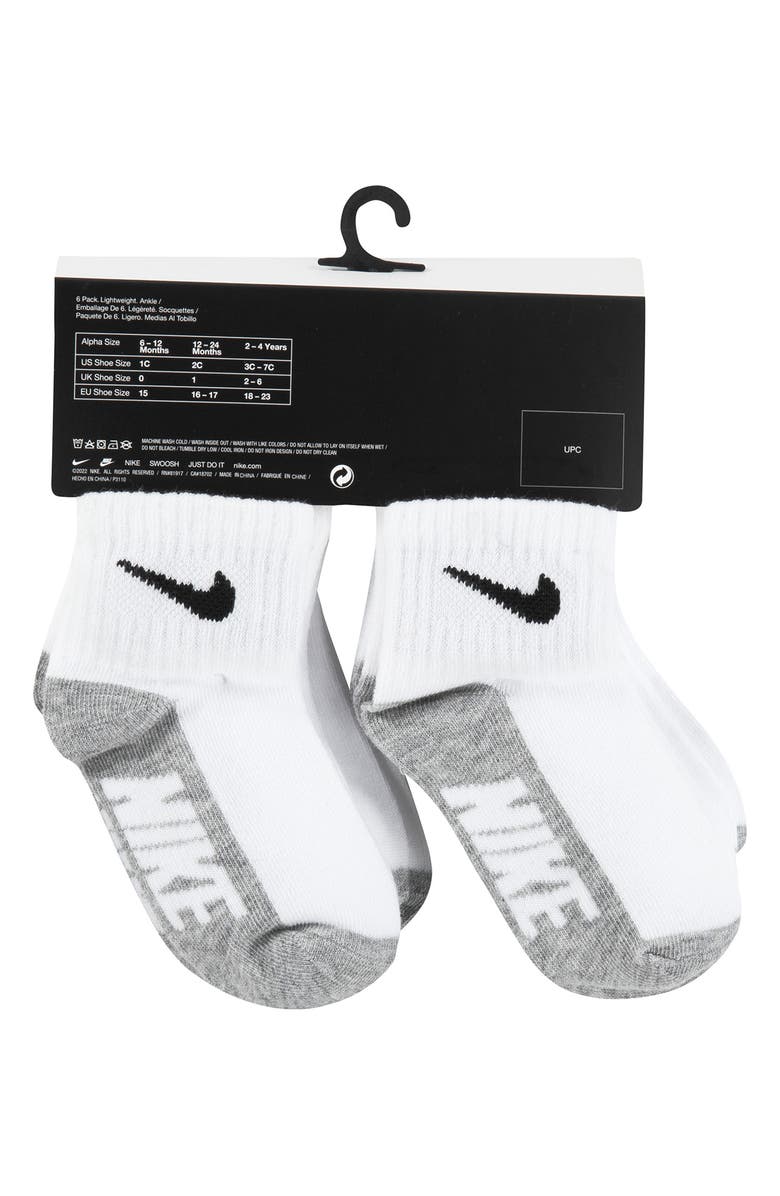 Nike Assorted 6-Pack Cotton Blend Socks, Alternate, color, White/ Dark Grey Heather
