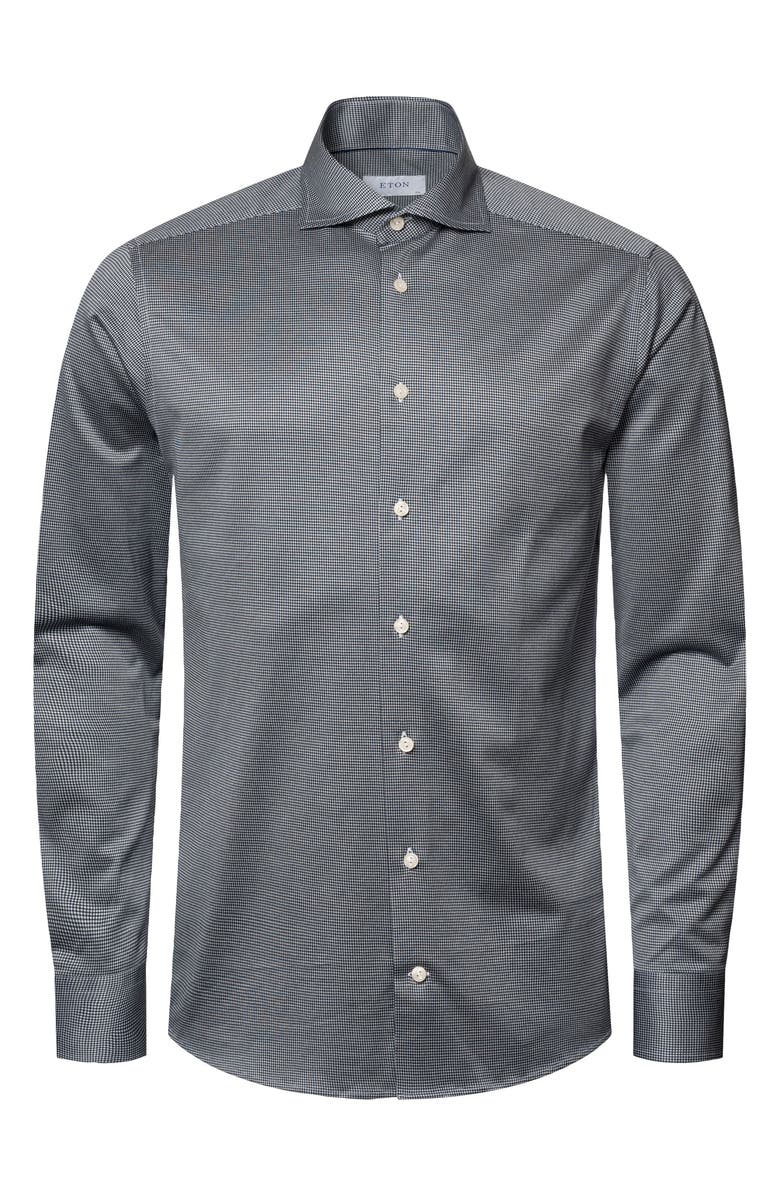 Eton King Slim Fit Check Cotton Dress Shirt, Alternate, color, 