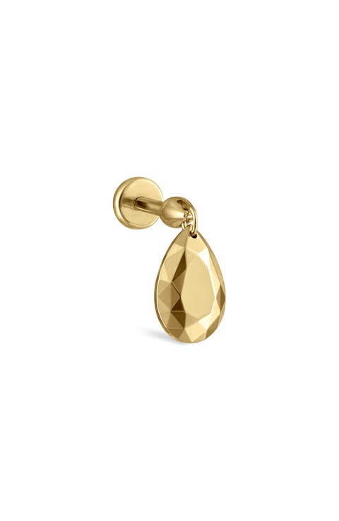 Faceted Pear Single Threaded Stud Earring
