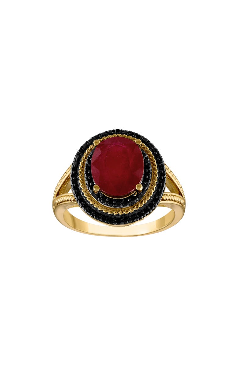 FZN 14K Gold Over Silver Genuine Ruby Ring, Main, color, Yellow Gold/ Ruby