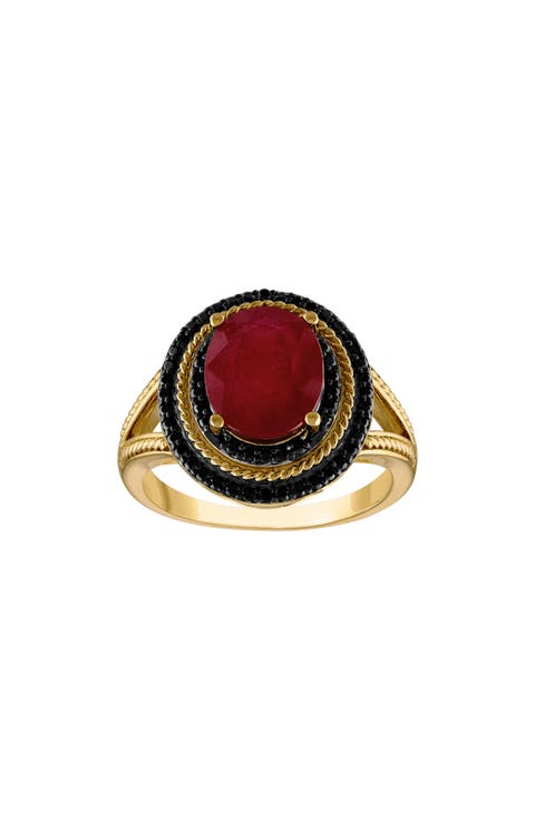 14K Gold Over Silver Genuine Ruby Ring
