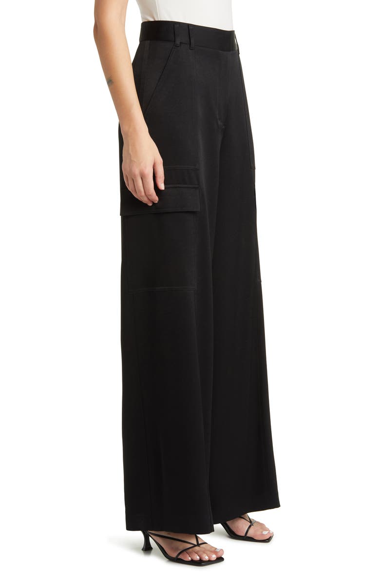 KOBI HALPERIN Satin Back Crepe Wide Leg Cargo Pants, Alternate, color, 