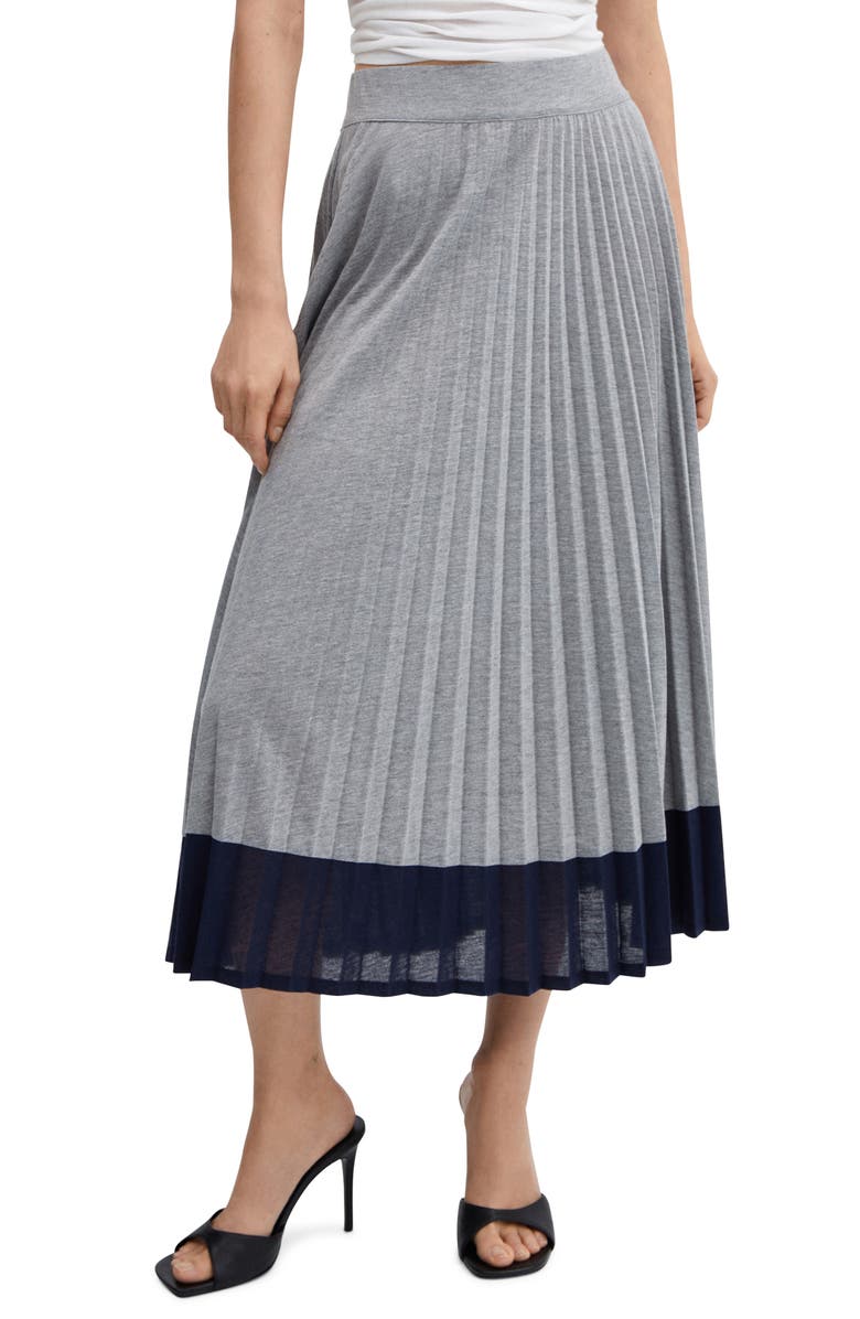 MANGO Border Pleated Midi Skirt, Main, color, 