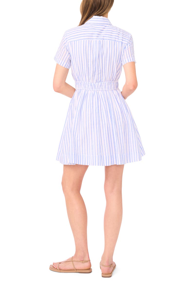 Prentiss Tie Waist Cotton Mini Shirtdress, Alternate, color, BLUE SURF