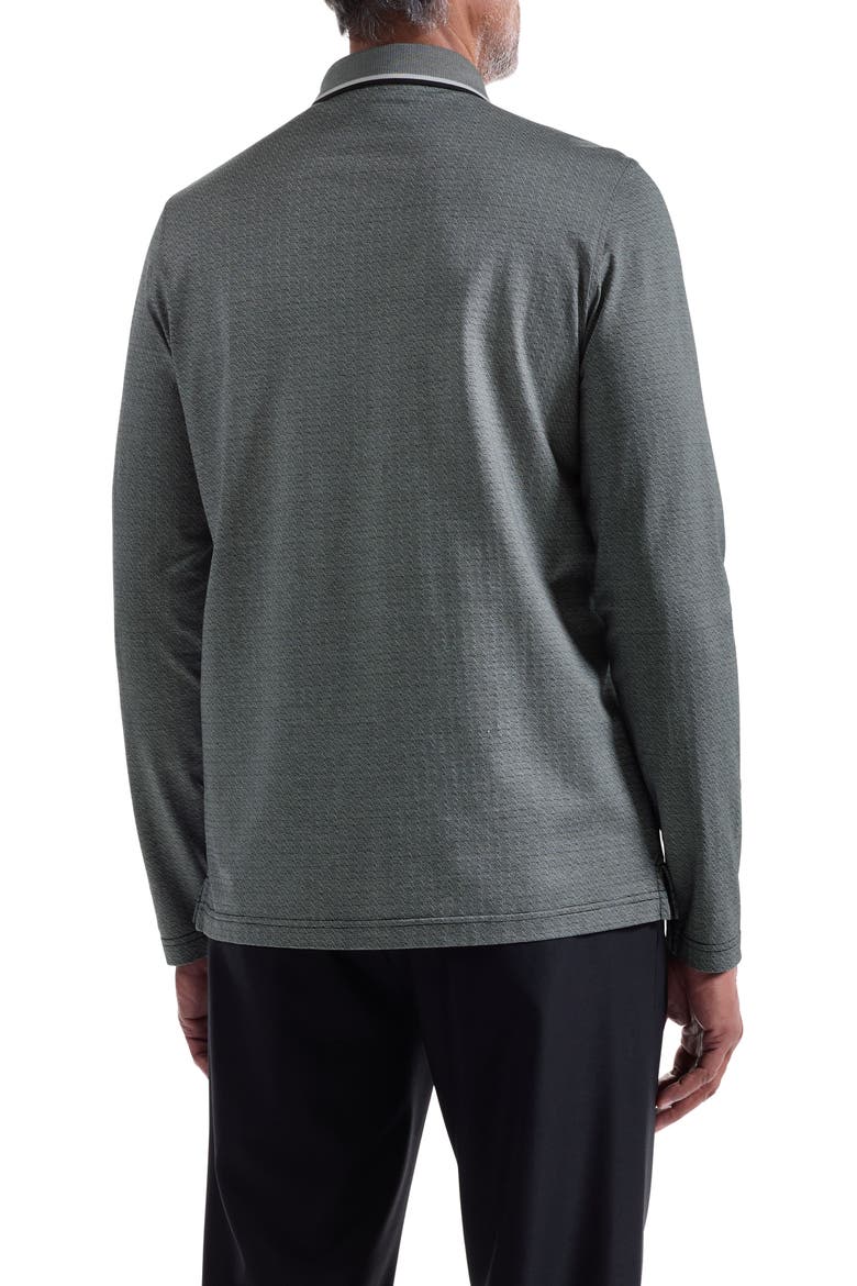 Mercerized Cotton Long Sleeve Polo, Alternate, color, BLACK