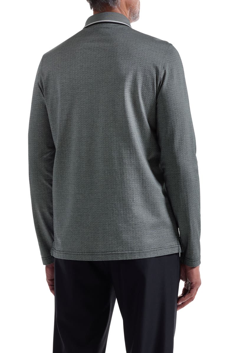 Bugatchi Mercerized Cotton Long Sleeve Polo, Alternate, color, Black