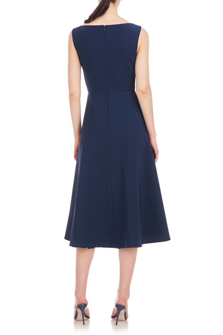 Begonia Crepe & Chiffon Midi A-Line Dress, Alternate, color, DARK MIDNIGHT