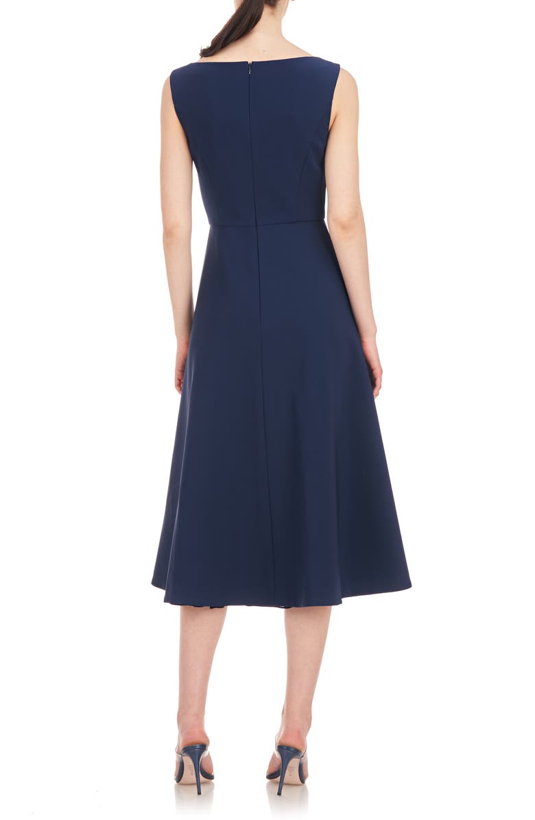 Kay Unger Begonia Crepe & Chiffon Midi A-Line Dress, Alternate, color, Dark Midnight