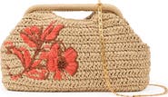 Reiss Gina Embroidered Straw Clutch