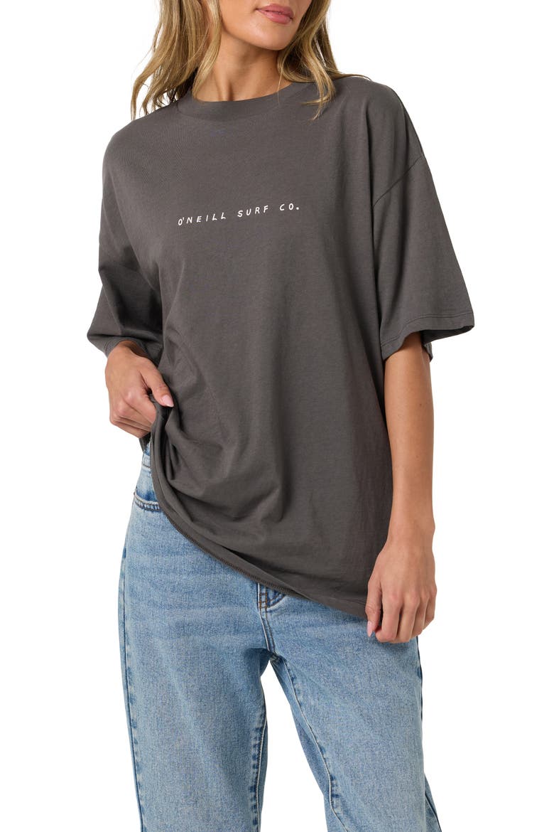 Linear Scape Graphic Oversized T-Shirt, Main, color, WASHED BLACK