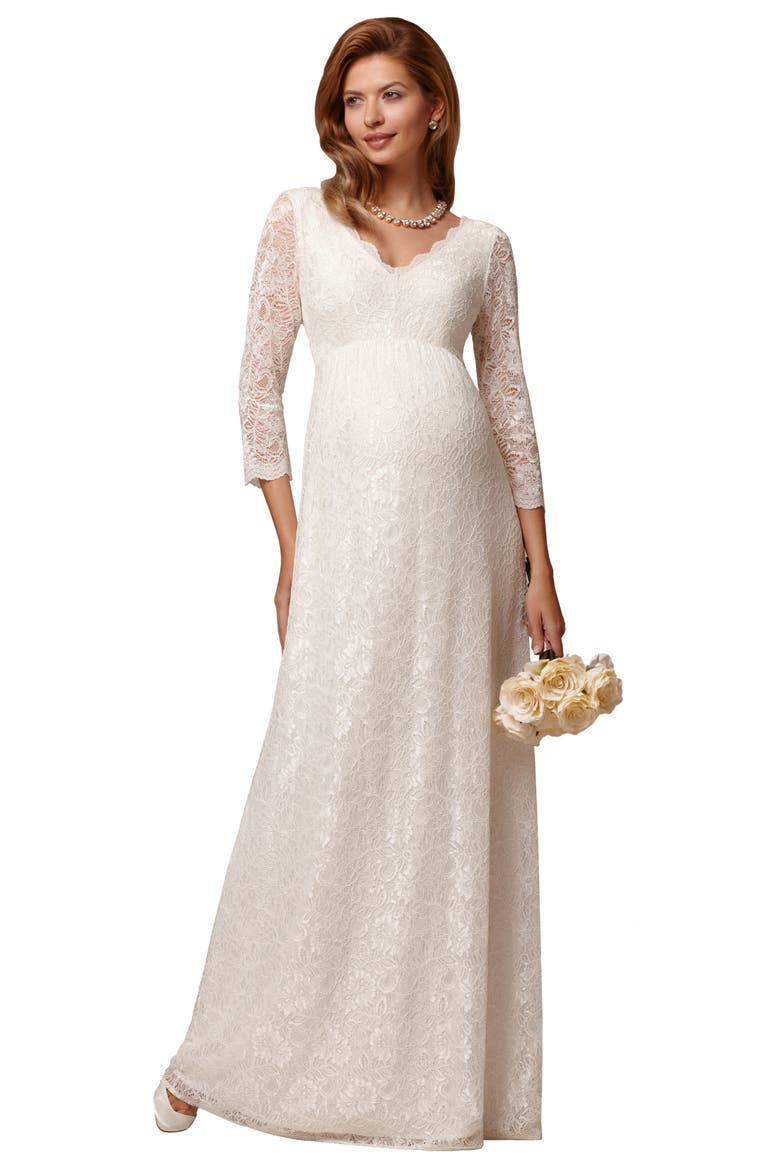 Lace Maternity Wedding Gown, Alternate, color, IVORY