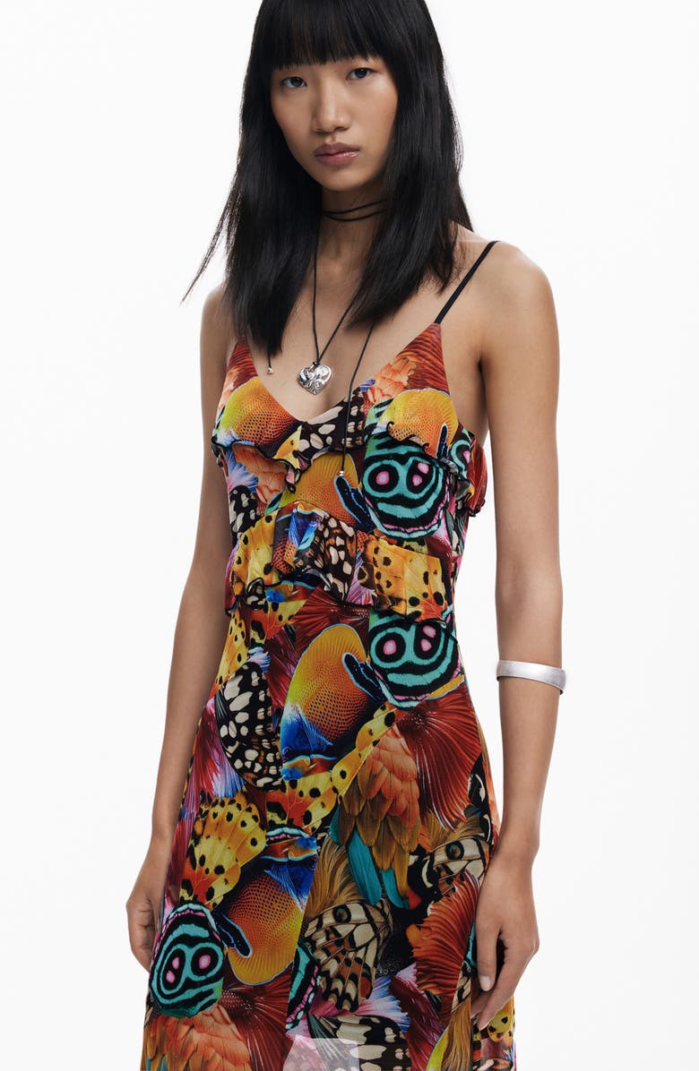 Desigual Allover Print Sleeveless Dress, Alternate, color, Black